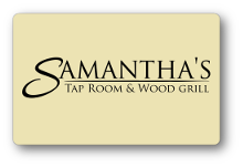 samanthas logo over off yellow background